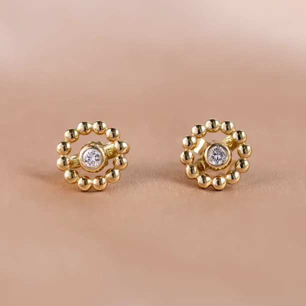 Yellow gold FLOS stud earrings with removable gemstones
