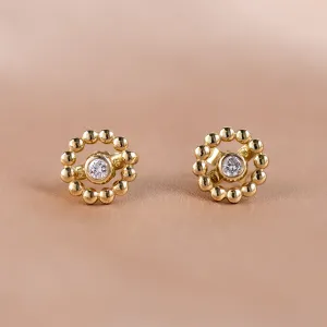Yellow gold FLOS stud earrings with removable gemstones