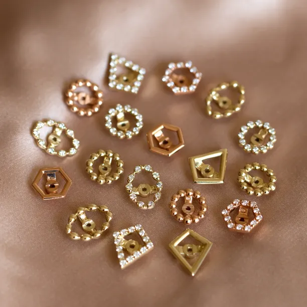 Selection of interchangeable gold frames for FLOS earrings