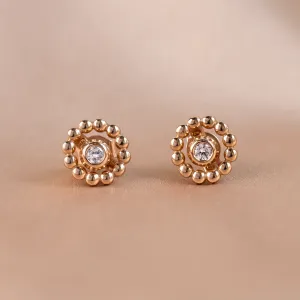 Gold earrings with removable gemstone FLOS