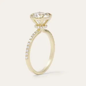 ARABELLA lab grown diamond engagement ring shown upright with a diamond-set band