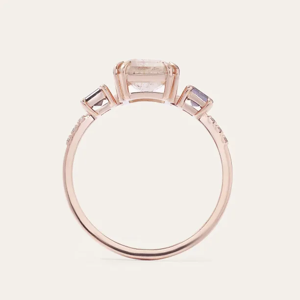 Vintage ring with rutilated quartz and salt and pepper diamonds FRANCI Image