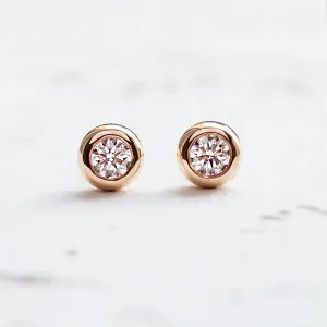 Gold earrings with lab-grown diamonds in bezel style BRESCIA