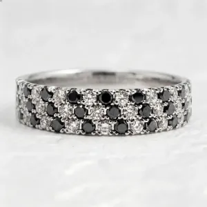 Wedding ring with black and white diamonds AYLIN