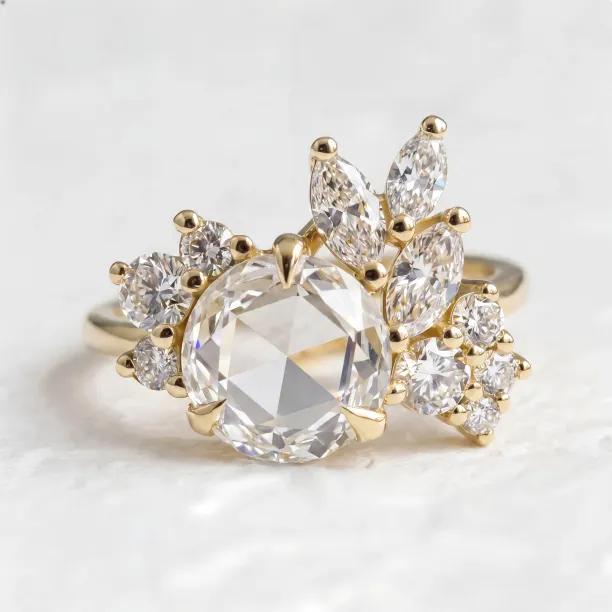 Zlatý prsten VESNA s lab grown diamanty různých tvarů