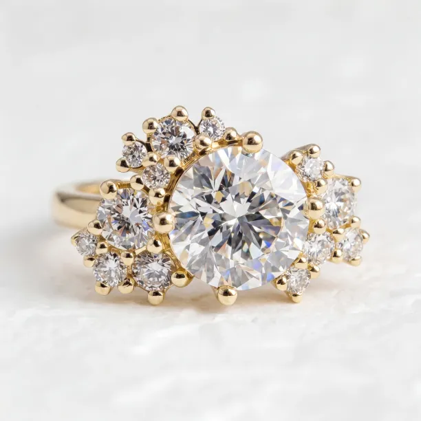 Zlatý prsten CHIARA s lab grown diamanty různých tvarů