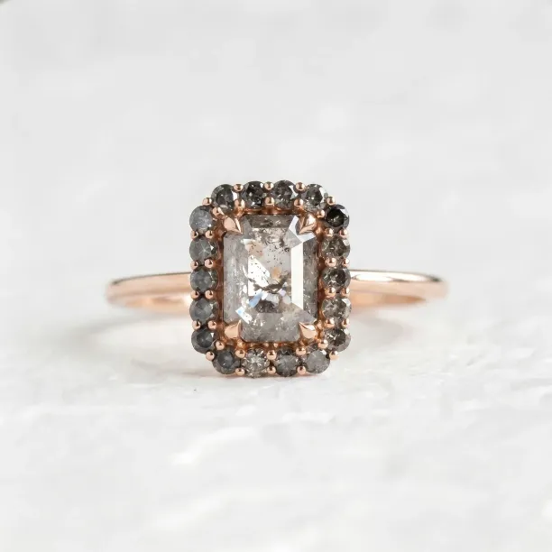 LUCIANA gold vintage engagement ring with salt and pepper diamonds