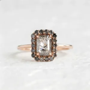 Salt and pepper diamond vintage engagement ring LUCIANA