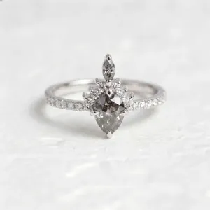 Engagement cluster ring with salt'n'pepper diamonds FIORENTINA Thumbnail