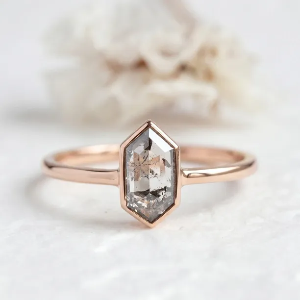 Minimalist engagement ring with salt'n'pepper diamond ELLIOT Image