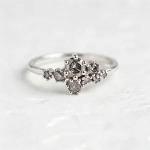 Gold ring with salt and pepper diamonds CLUSTRÉ Thumbnail