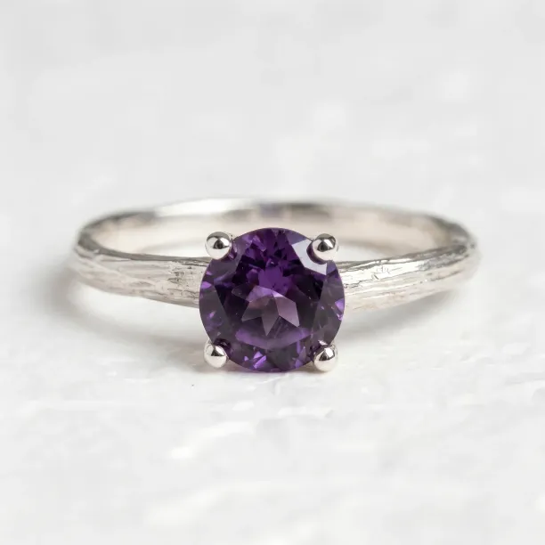 Zlatý větvičkový prsten VIOLETTE s broušeným ametystem