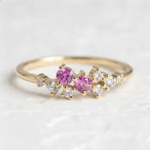 Pink sapphire and natural diamond engagement ring CLARETTE