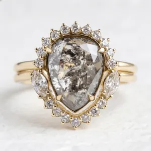 Set of gold rings with salt and pepper diamonds ELLINGTON Thumbnail
