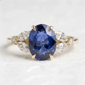Vintage engagement ring with green sapphire and diamonds CADET Thumbnail