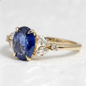 Vintage engagement ring with green sapphire and diamonds CADET Thumbnail