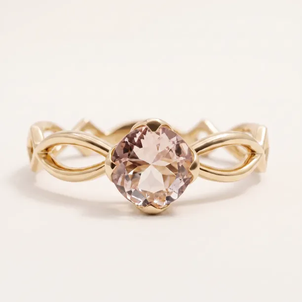 Gold ring with morganite and diamonds QUEENIE Image