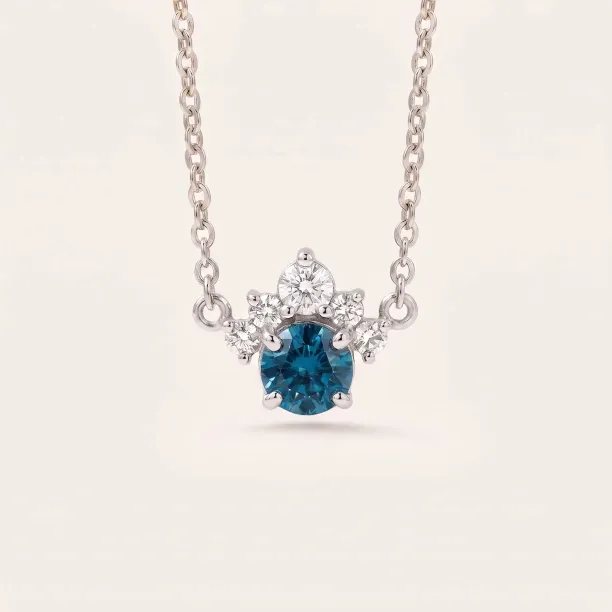 Gold necklace with london blue topaz and diamonds LAM Image