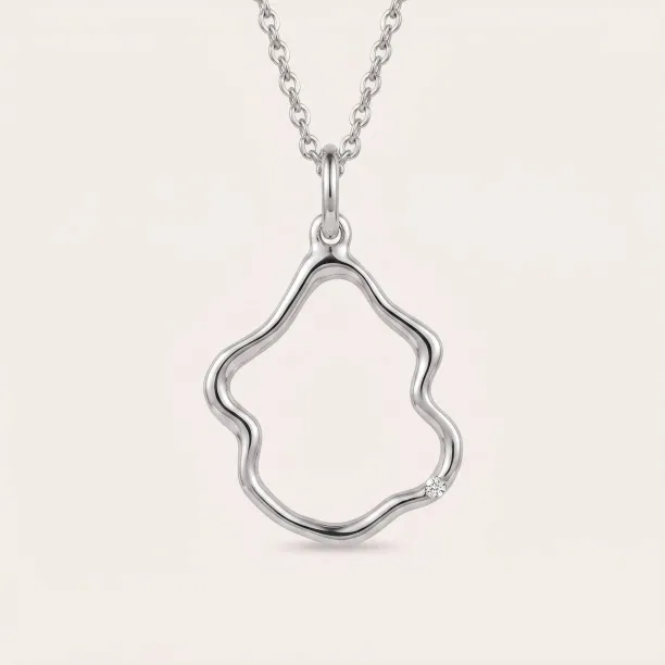 Minimalist diamond necklace DOMINIQUE with an irregular pendant