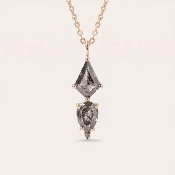 Extravagantní zlatý náhrdelník SIGNATURE se salt and pepper diamanty a geometrickým přívěskem