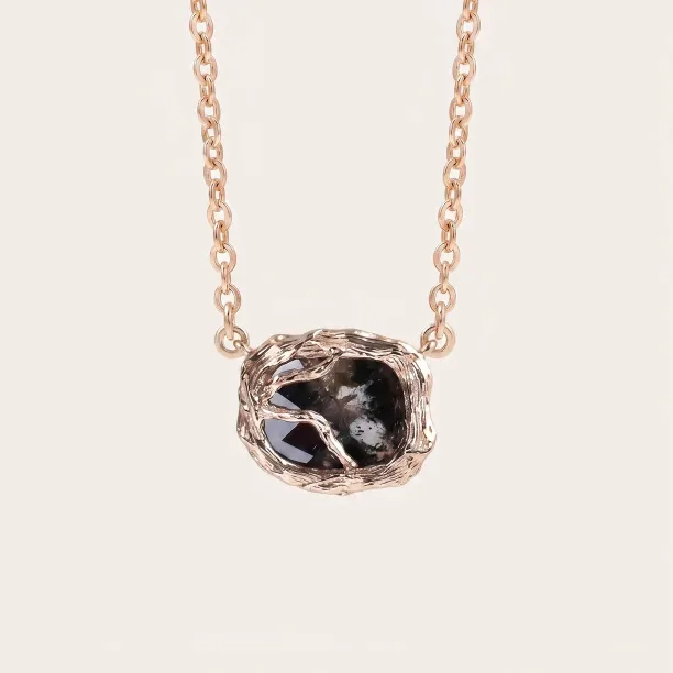 TREASURE vintage gold necklace with a salt and pepper diamond pendant
