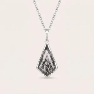 Rutilated quartz pendant with diamond MATTIAS
