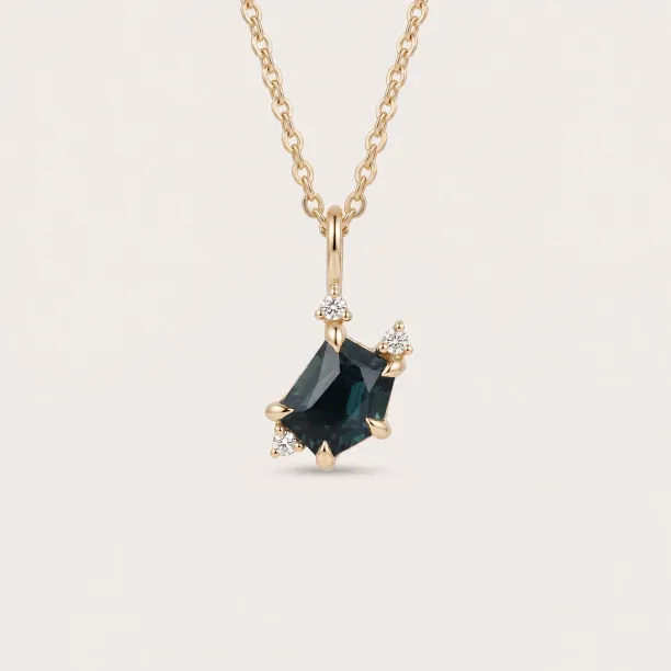Gold pendant with asymmetrical sapphires and diamonds TRIX Image