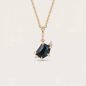 Gold pendant with asymmetrical sapphires and diamonds TRIX Thumbnail