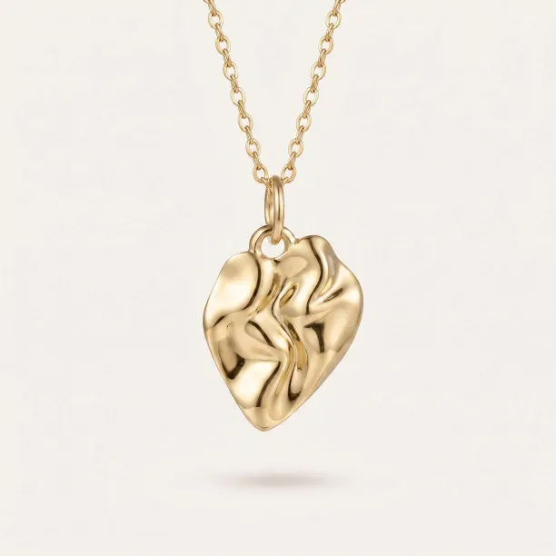 MARGUERITE original heart-shaped gold necklace with an irregular pendant
