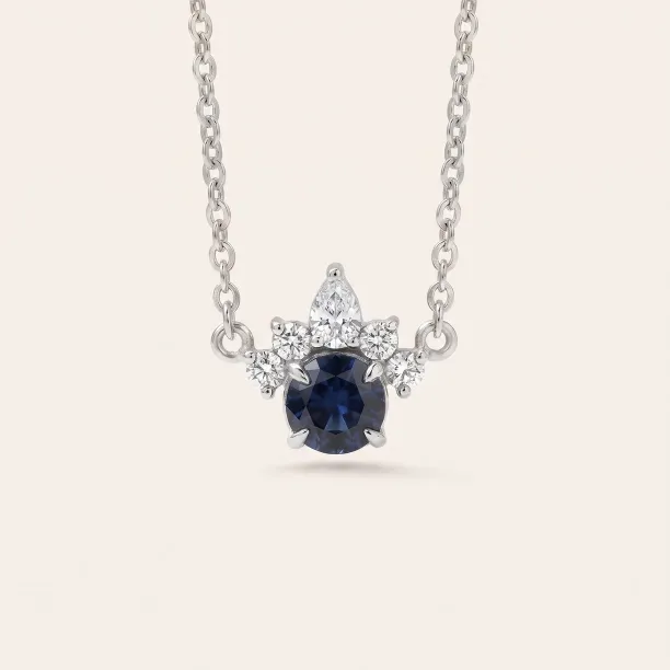 Gold necklace with london blue topaz and diamonds LAMBETH Image