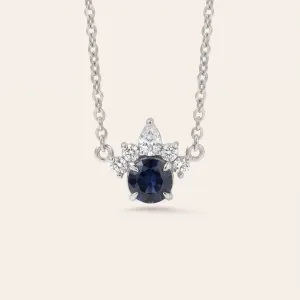 Gold necklace with london blue topaz and diamonds LAMBETH