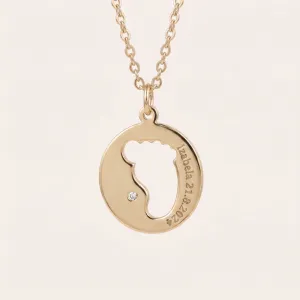 Gold diamond pendant with baby foot trace EIIA Thumbnail
