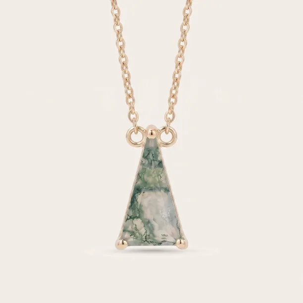 Gold pendant with triangle moss agate ZUZY Image