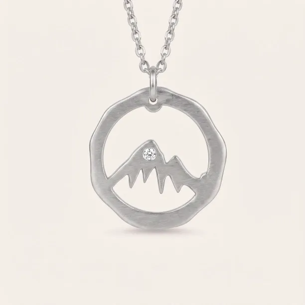Matte gold necklace with mountain motive LIVIGNO Image