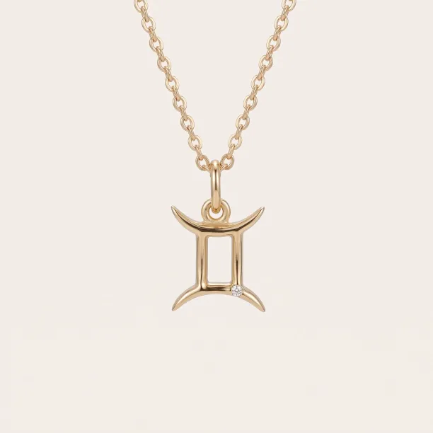 Original diamond necklace GEMINI with zodiac pendant