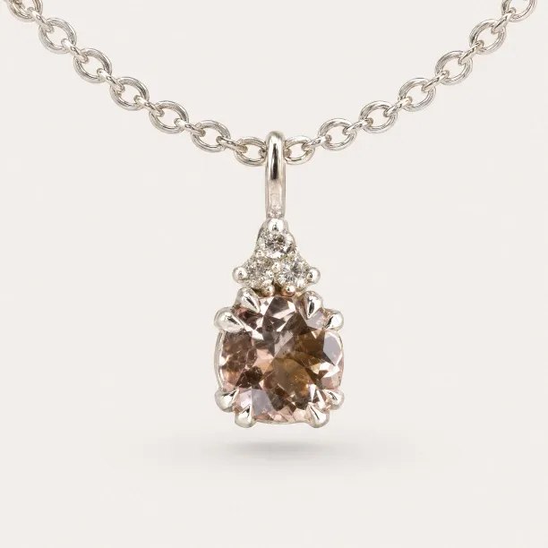 Romantic gold necklace with lepidocrocite and side diamonds LOVELY
