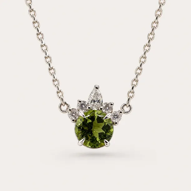 LIME gold necklace with peridot and diamonds