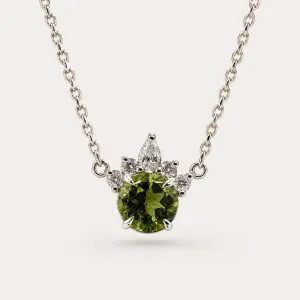 Gold necklace with peridot and diamonds LIME