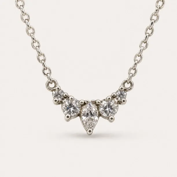 Gold cluster necklace with moissanites JESSIE