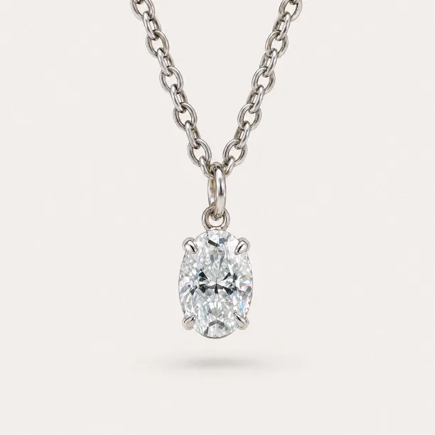 VIV gold pendant with an oval lab-created diamond on a chain