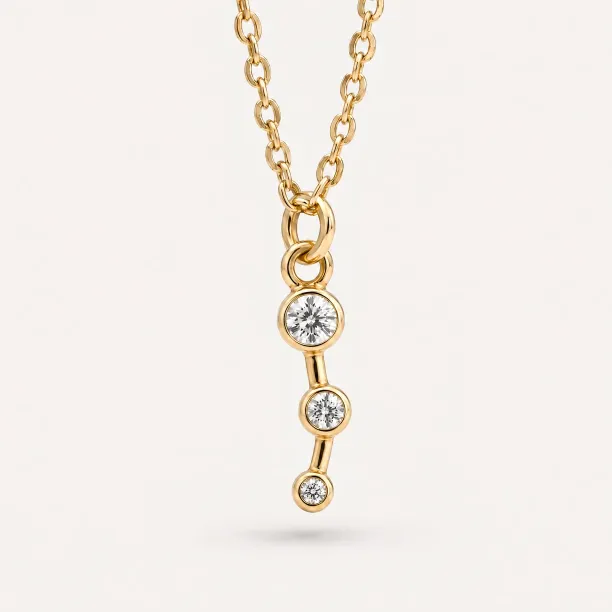 MARIANNE minimalist diamond necklace with three graduated diamonds