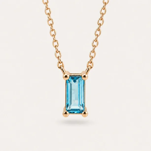 Gold necklace with a baguette cut topaz LUCERNE