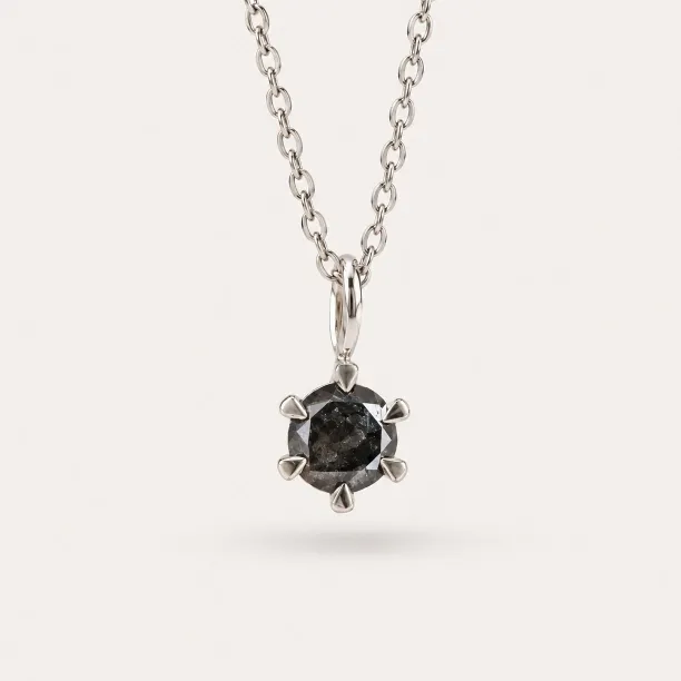 Minimalist necklace with salt and pepper diamond KAI