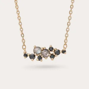 Gold necklace with salt and pepper diamonds KLARI