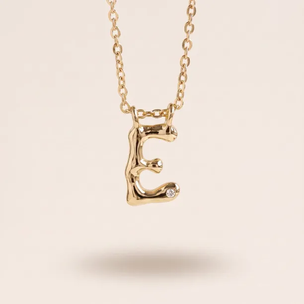 Gold letter pendant with diamond JEAN