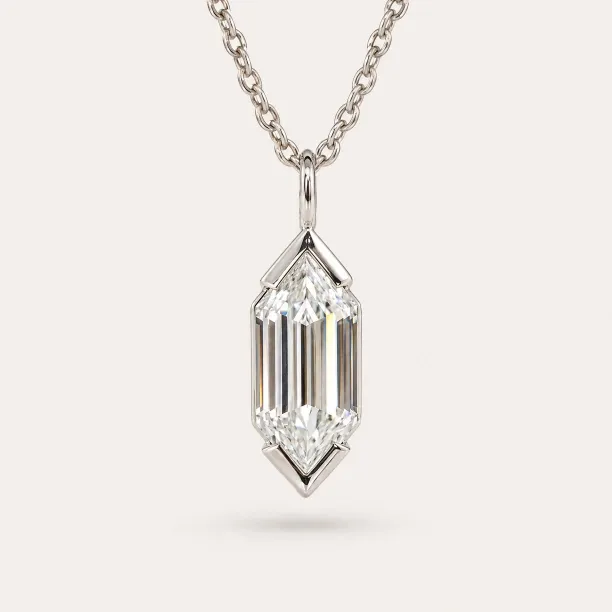 Gold hexagon moissanite pendant FINA
