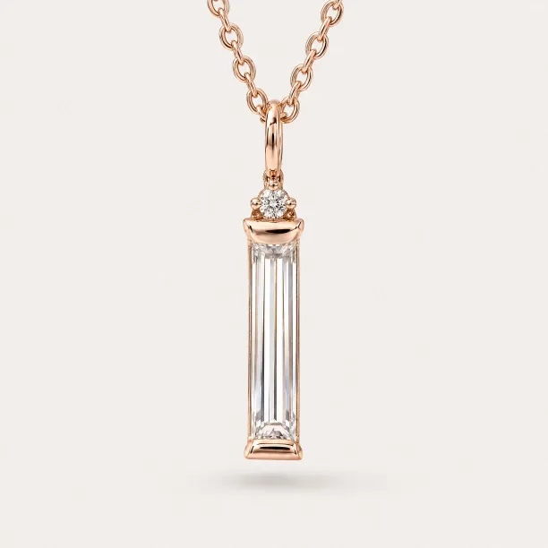 Moissanite and diamond minimalist pendant FELICE