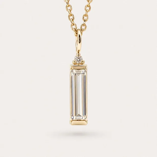 Minimalist moissanite and diamond pendant FELIANA