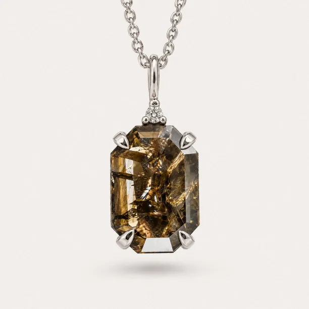 Gold necklace with diamond salt and pepper CATHERINE