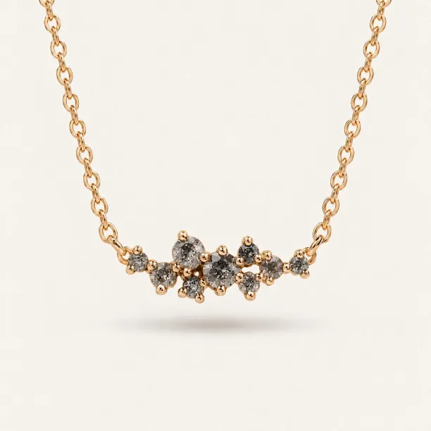Salt and pepper diamond cluster necklace CLARIE